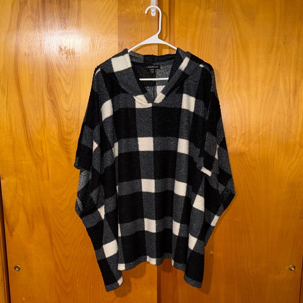 Lane Bryant Black, Charcoal and Gray Knit Poncho